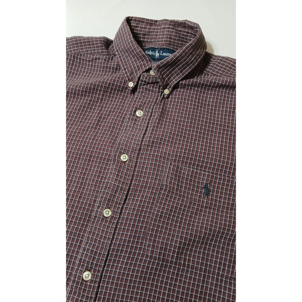 Polo Ralph Lauren Men's Blaire Cotton Oxford Graph Check Shirt‎ 3/4 Sleeve Large